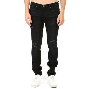 Frame Jeans Men’s 34X32 Black L'Homme Skinny Distressed Dark Wash EUC